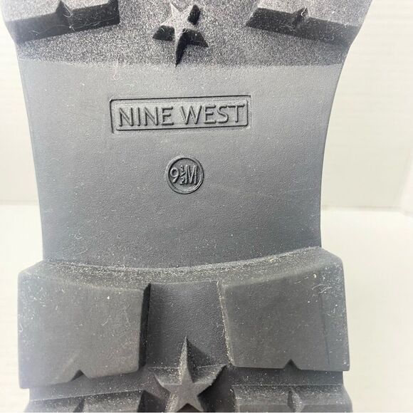 Nine West Womens Size 9.5 Rima Black Faux Leather Combat Boots Lug Sole - Picture 10 of 10